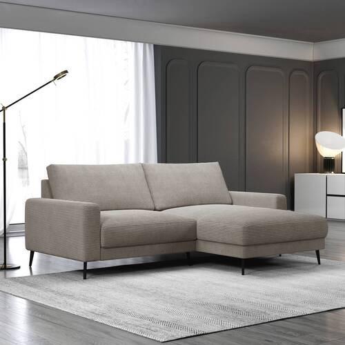 Kutna Garnitura Cora - crna/sivo-bež, Moderno, tekstil/metal (223/86/161cm) - Mömax