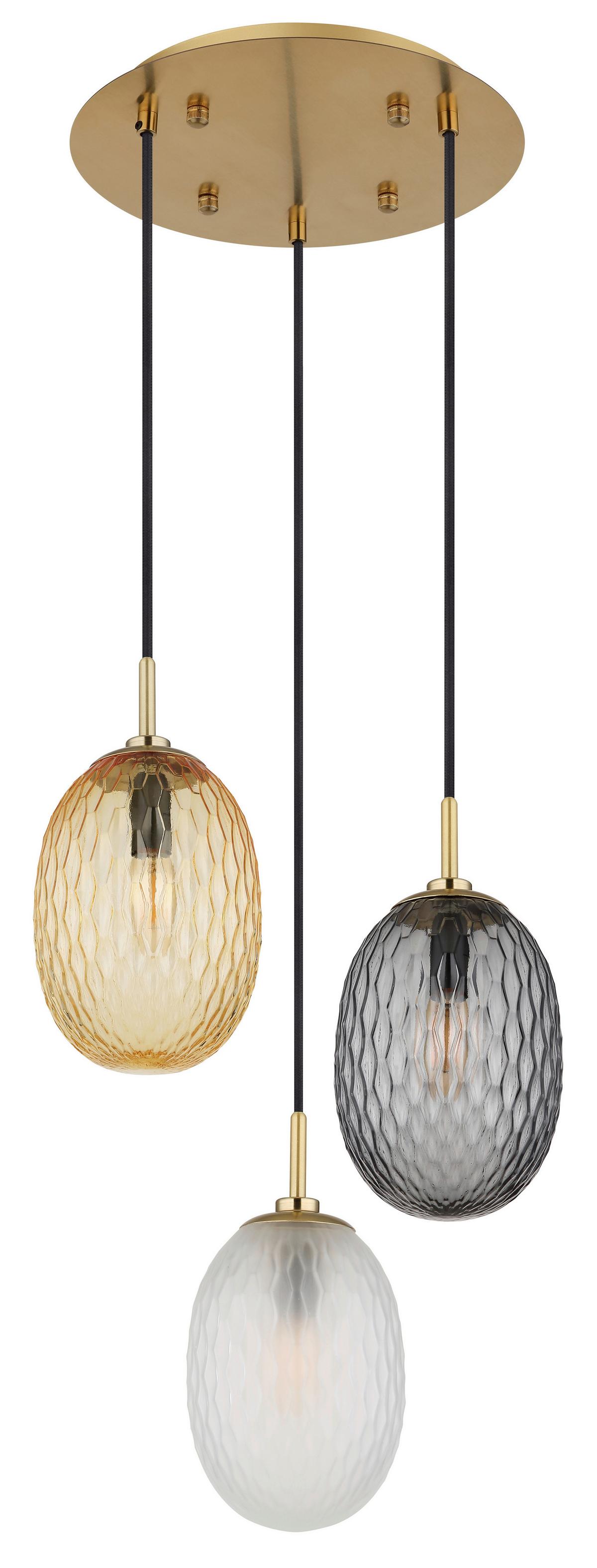 HÄNGELEUCHTE 15899-3HR - Weiss/Goldfarben, Basics, Glas/Textil (36/120cm) - Globo
