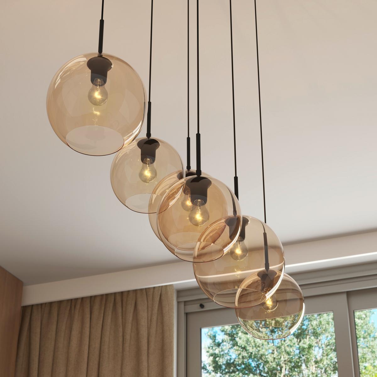 LAMPA WISZĄCA AMELIE *SBN* - kolor bursztynowy, Basics, metal/szkło (97,5/42,5/150cm) - Novel