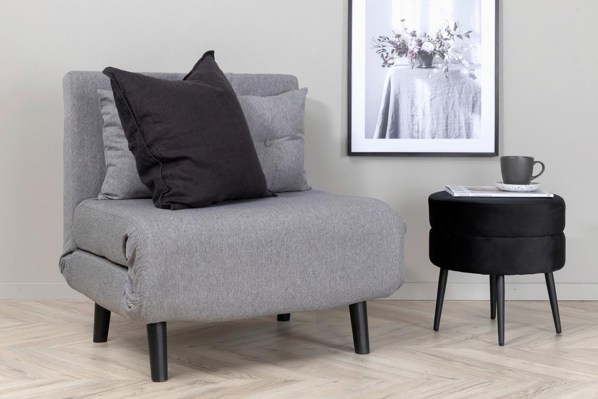SCHLAFSESSEL VICKY - Schwarz/Grau, Design, Textil/Metall (70/88/80cm) - Livetastic