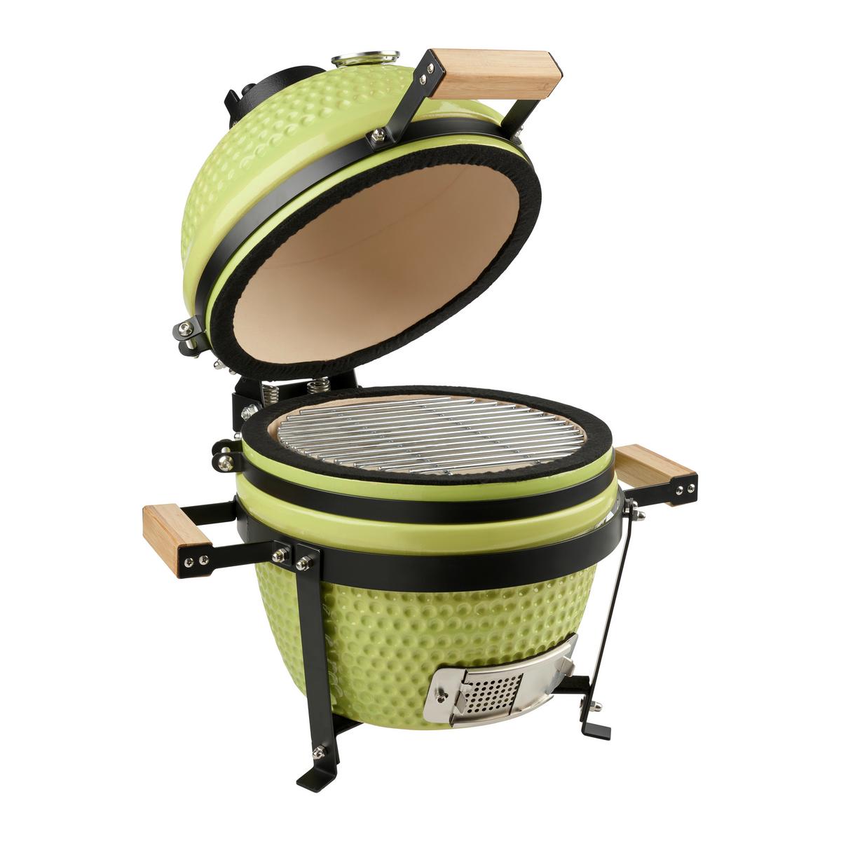 Holzkohlegrill Smokey Grün - Grün, KONVENTIONELL, Holz/Keramik (49/49/45cm) - Mömax