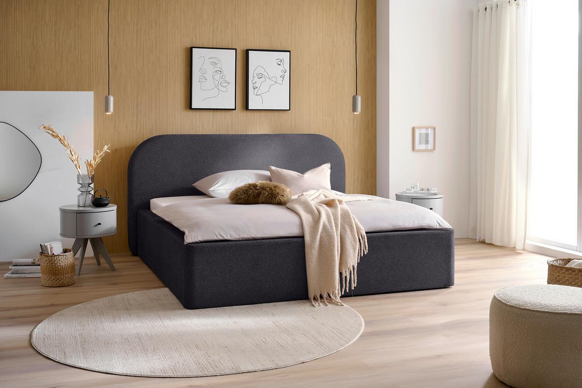 Tapecirani Krevet Bilbao Storage - crna/antracit, Design, drvo/tekstil (160/200cm) - Based