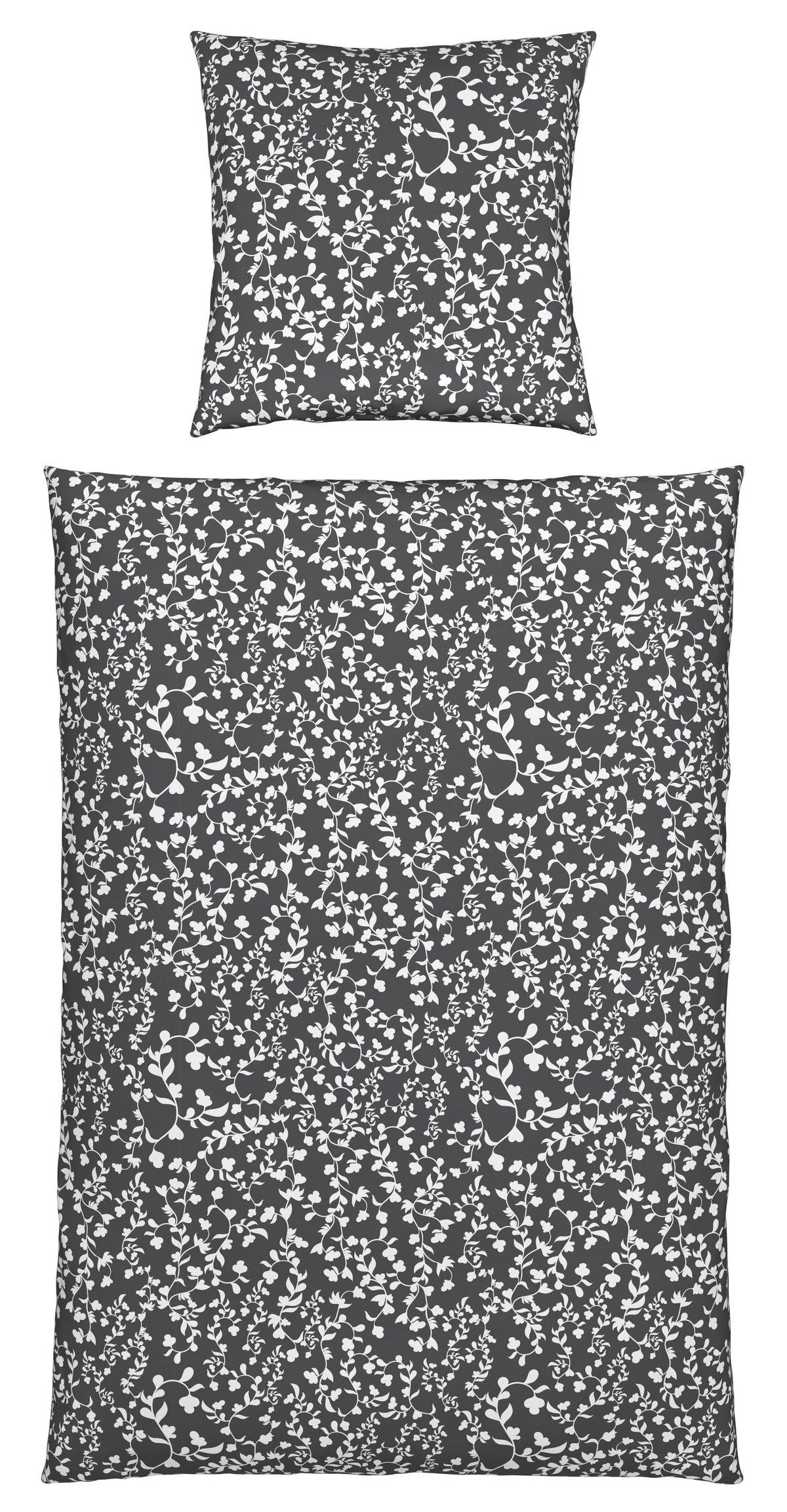 Bettwäsche Bio-Anna Graphit/Weiß ca. 135x200cm - Graphitfarben/Weiß, Natur, Textil (135/200cm) - ecoTree