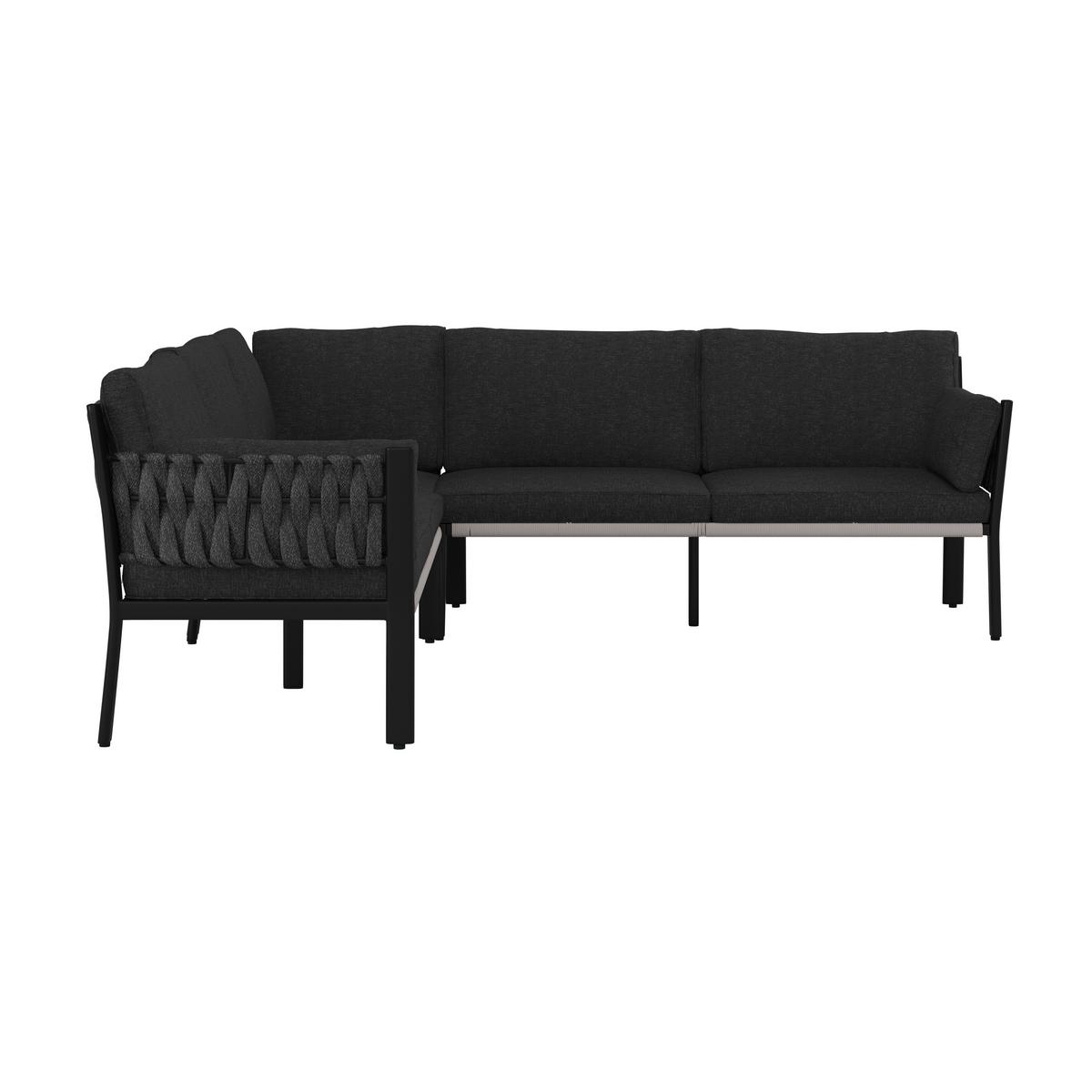 SALON DE JARDIN REPAS ELISA - Schwarz/Grau, Modern, Kunststoff/Textil (238/74/75cm) - Bessagi Garden