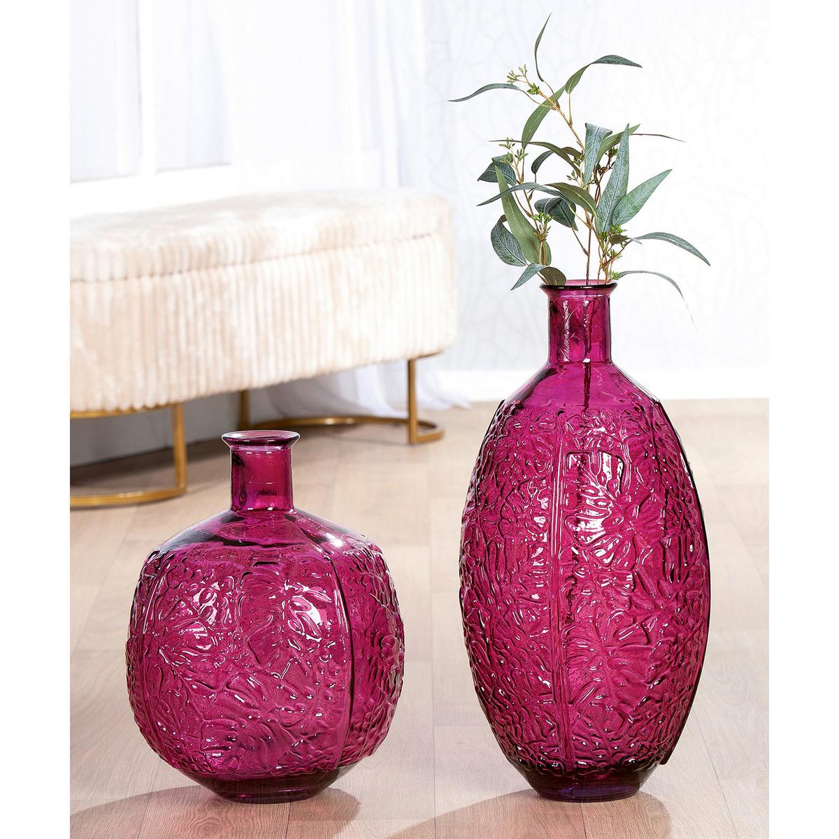 Dekovase Dschungel Pink Magenta - Magenta, Basics, Glas (33/44cm)
