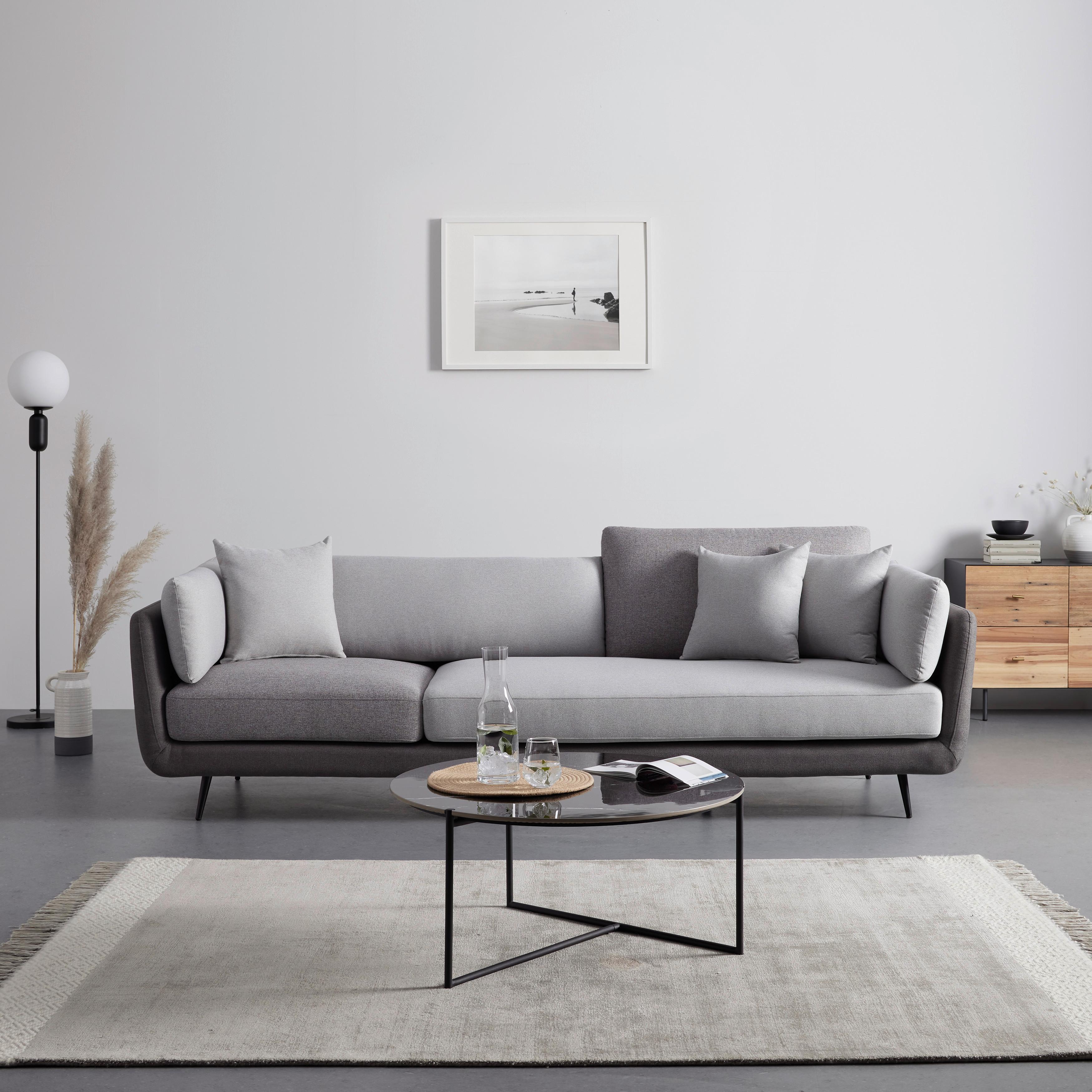 Sofa "Genesis", dreisitzer, grau - Schwarz/Grau, MODERN, Holz/Textil (261/65/91cm) - Bessagi Home