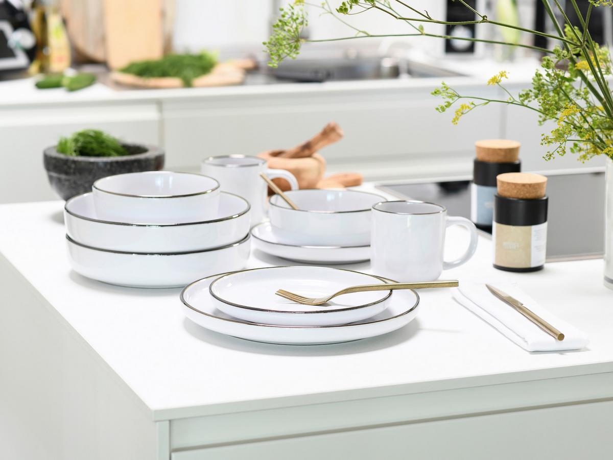 Serviciu de masă Nordic Festive 16/1 - alb/auriu, Basics, ceramică - Creatable