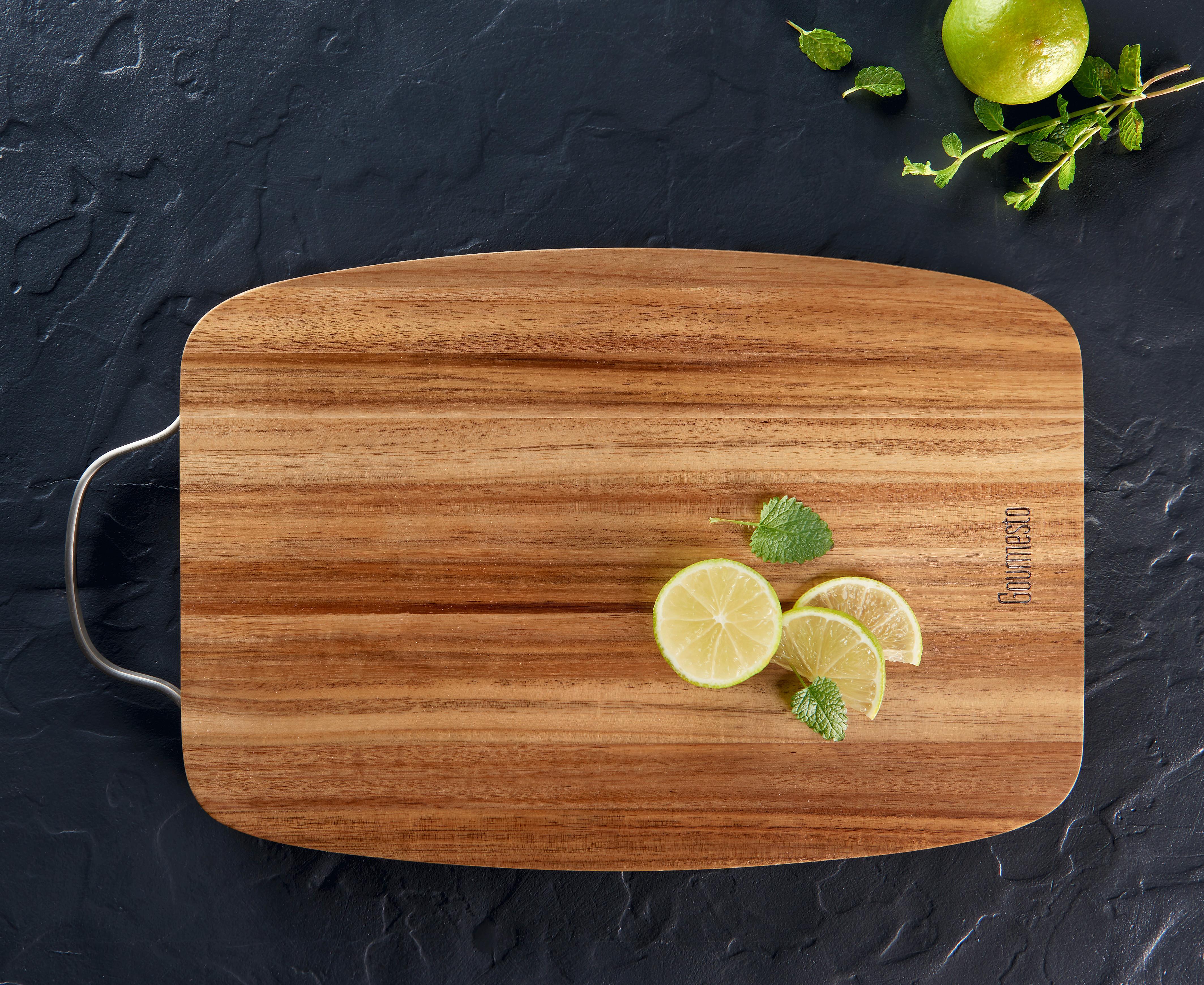 Schneiderbrett Profi Line aus Akazienholz - Akaziefarben, Konventionell, Holz/Metall (37/23/3cm) - Gourmesto