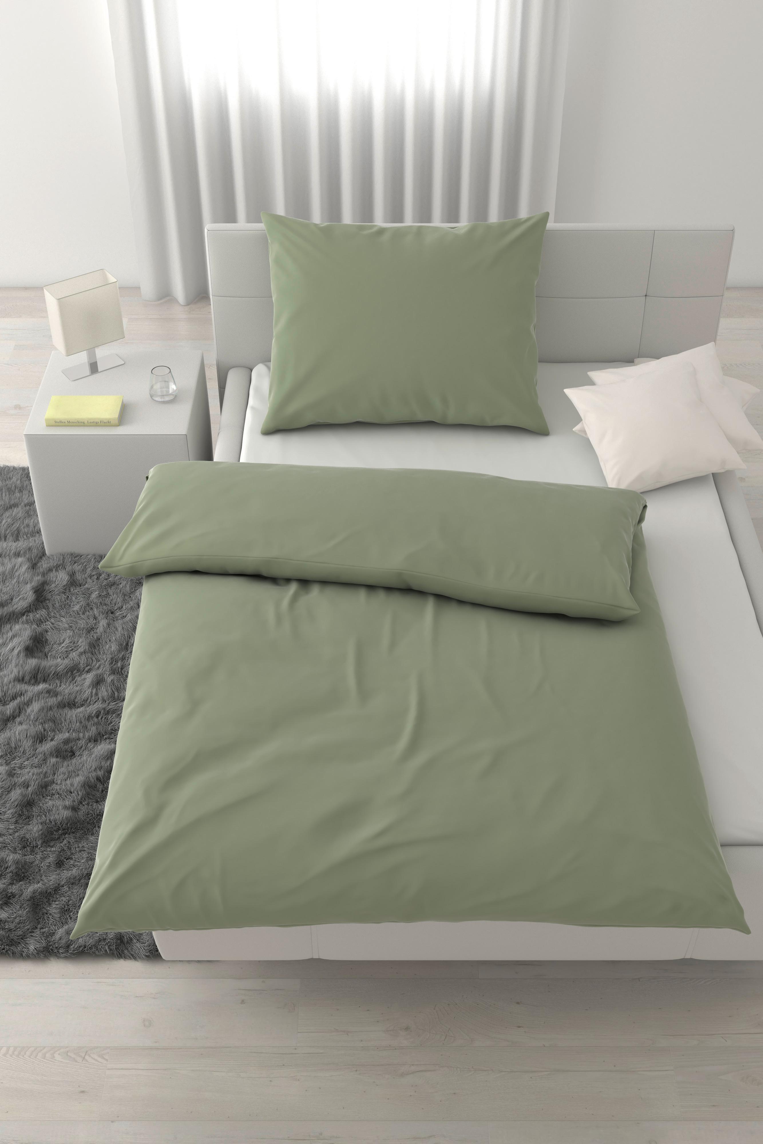 Lenjerie de pat Xenia Uni, 140x200/50x70 cm - verde deschis, Modern, textil (140/200cm) - Premium Living