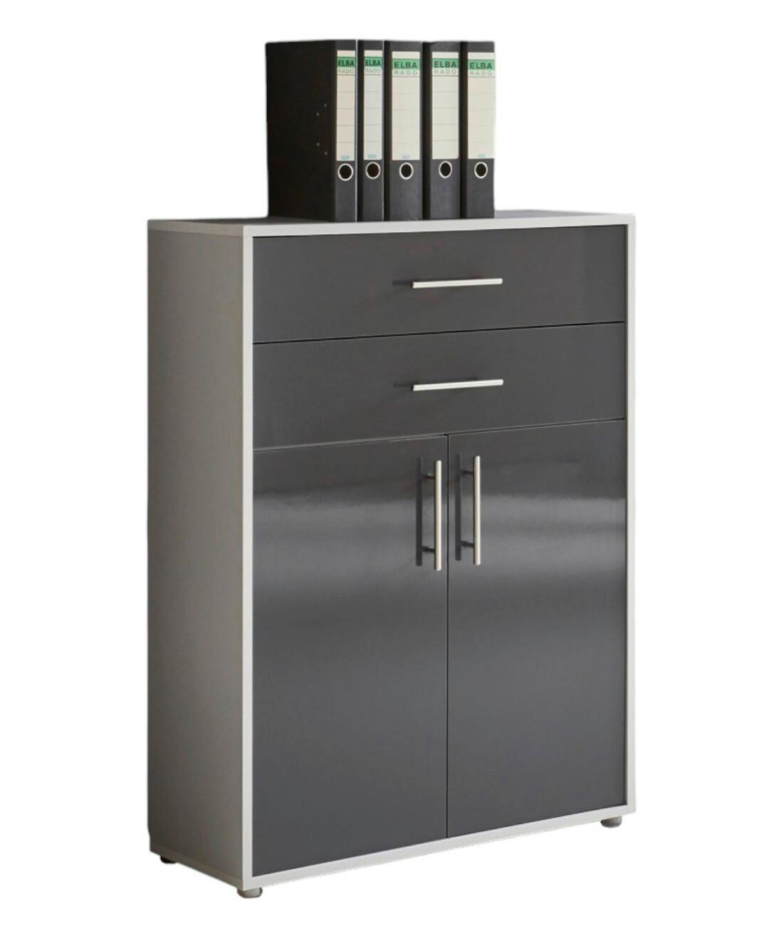 Aktenschrank Office Edition Grau - Anthrazit Hochglanz/Grau, MODERN, Holzwerkstoff (84,5/114/33cm) - MID.YOU