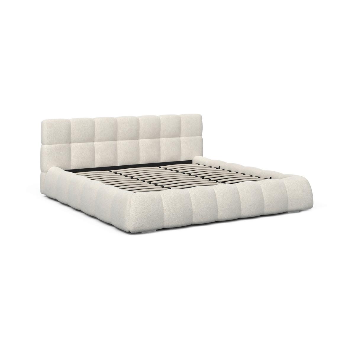 Pat tapițat bej Marija cca 180X200 bej - ivoar/culoare natur, Modern, lemn/metal (180/200cm) - Bessagi Home