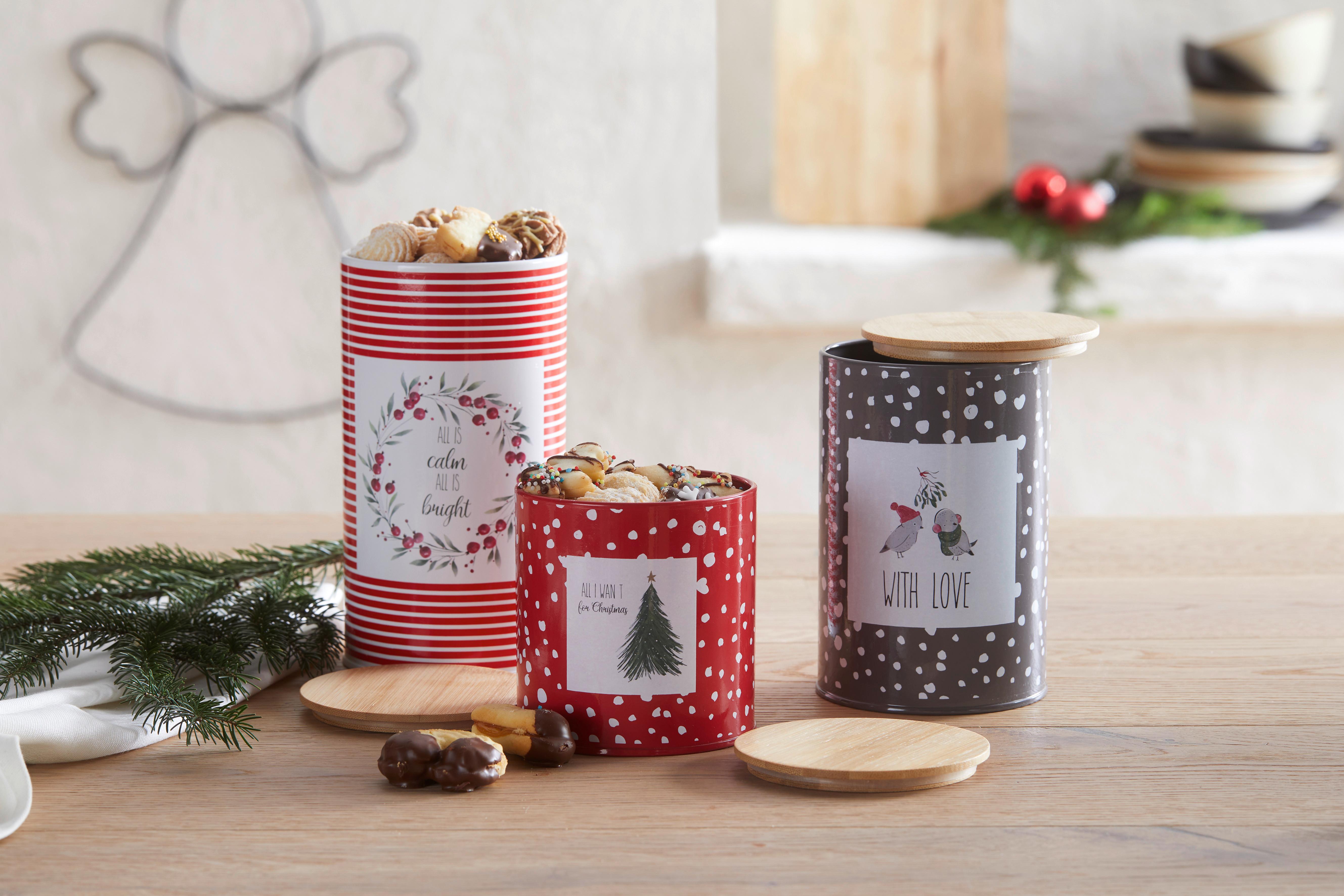 Posoda Za Piškote Mistletoe - večbarvno/naravne barve, kovina/les (10/18cm) - Modern Living