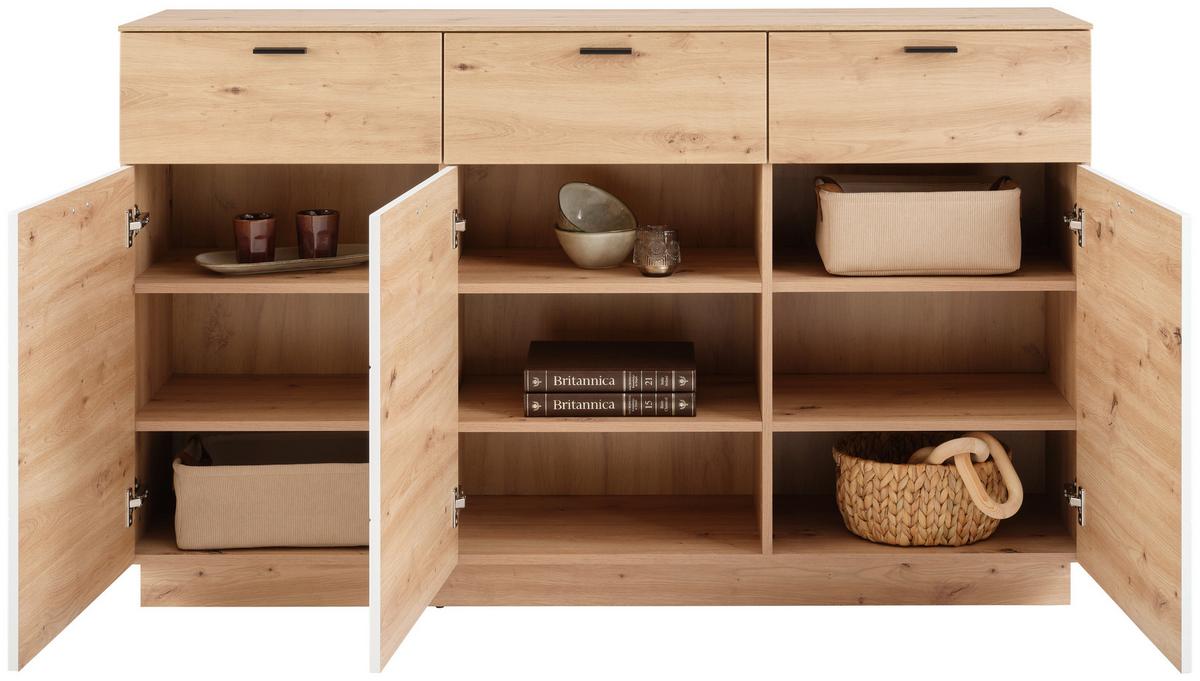 Komoda Tonale - bijela/hrast Artisan, Konvencionalno, drvni materijal/plastika (159,7/97,8/40cm) - Modern Living