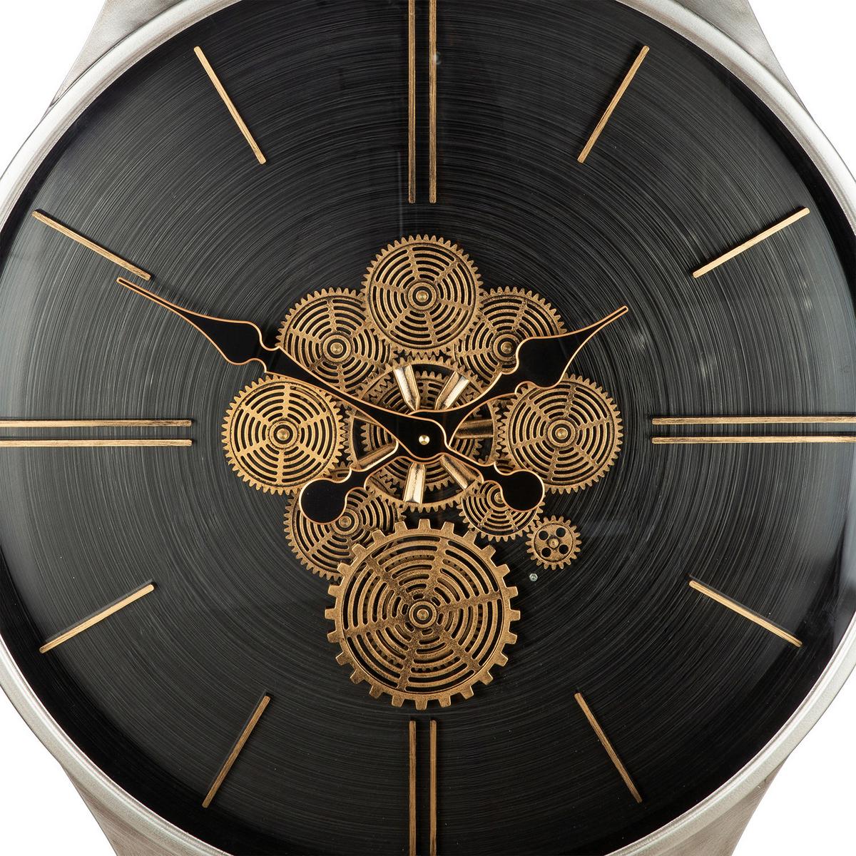 Wanduhr Timing Silber Schwarz/Silber/Goldfarben - Silberfarben/Goldfarben, Basics, Glas/Metall (62,5/99.5/8.5cm)