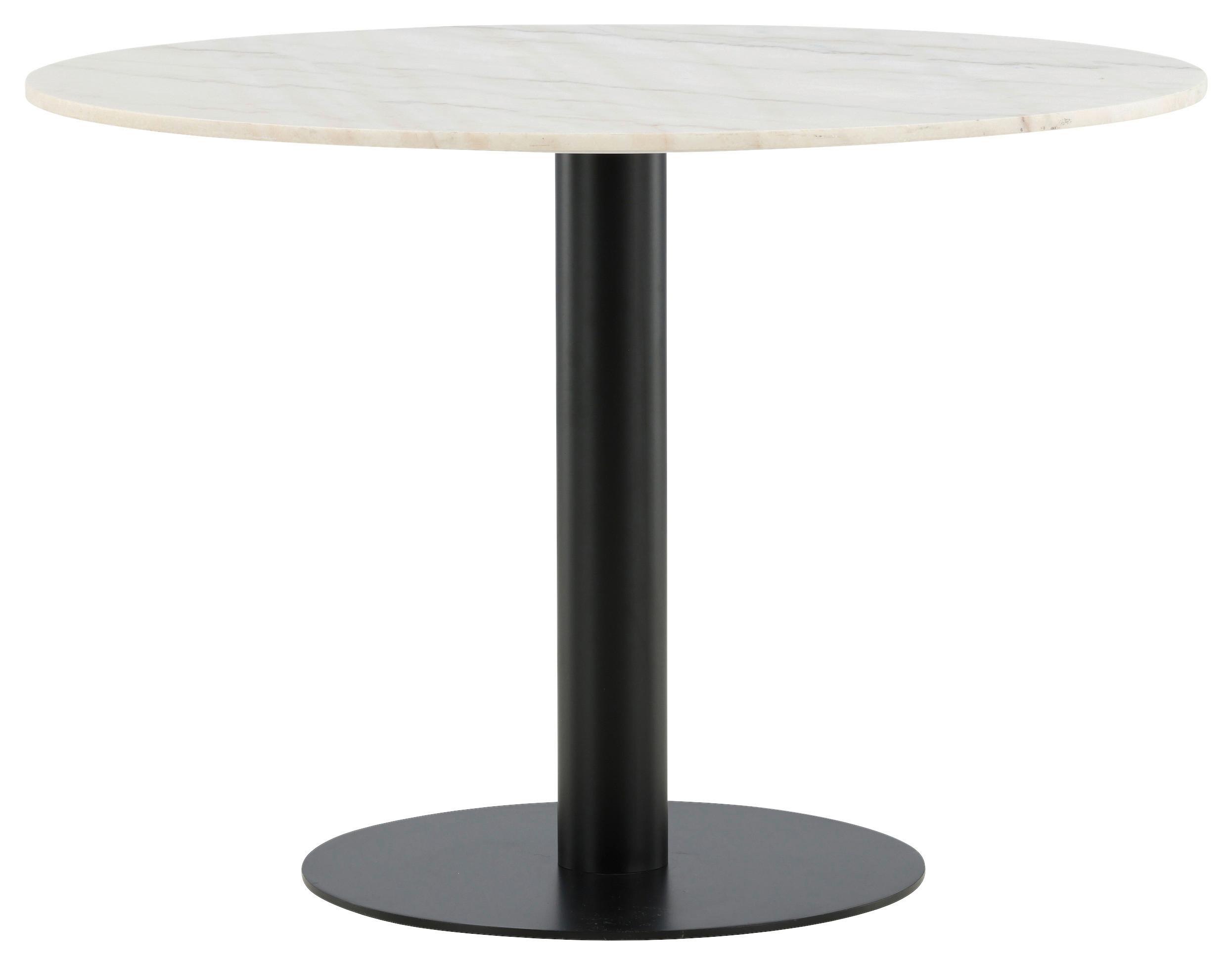 Esstisch Estelle Ø ca. 106 cm Marmor/Schwarz - Schwarz/Weiß, Design, Stein/Metall (106/106/75cm) - Livetastic