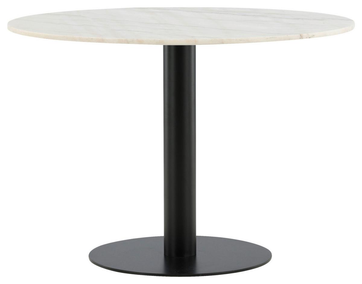 Esstisch Estelle Ø ca. 106 cm Marmor/Schwarz - Schwarz/Weiß, Design, Stein/Metall (106/106/75cm) - Livetastic
