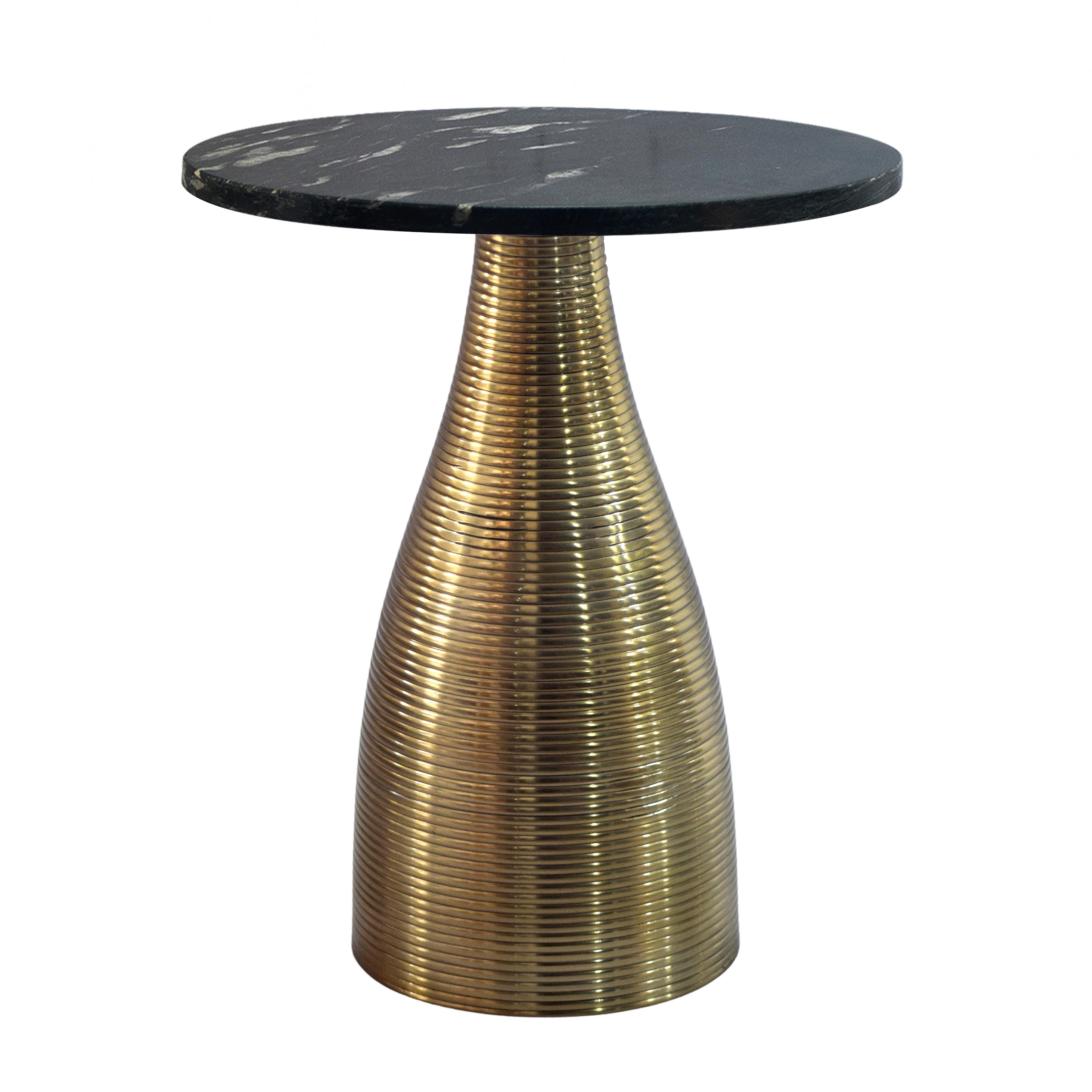 Beistelltisch Wl7.514 - Goldfarben/Schwarz, Design, Stein/Metall (40/40/48cm) - Livetastic