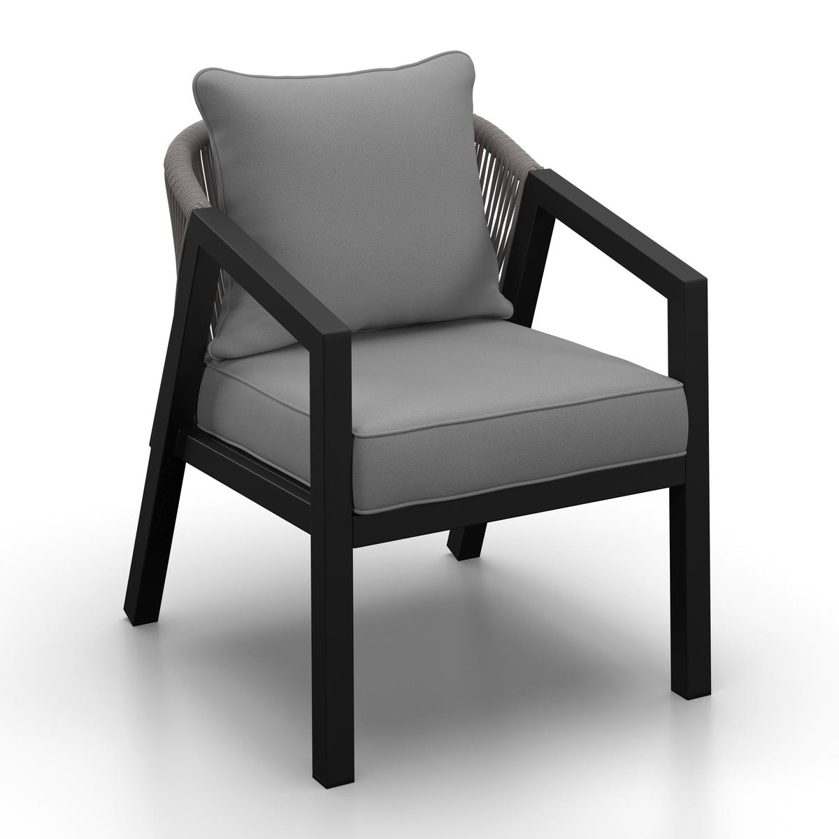 Balkonset Bela Hellgrau Hellgrau Outdoorstoff/Metall - Hellgrau/Schwarz, MODERN, Textil/Metall - Bessagi Garden