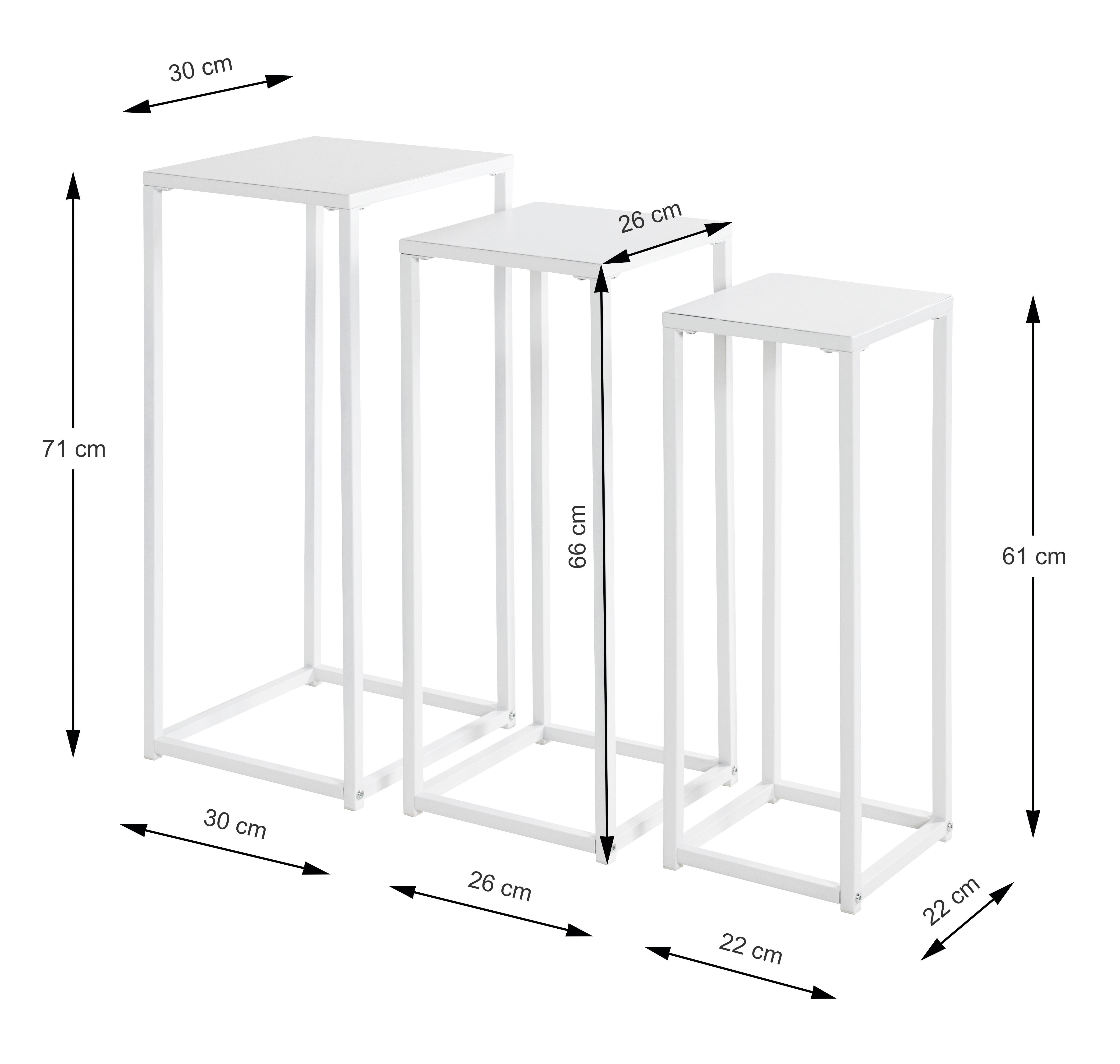 Blumensäulen-Set Blackburn in Weiß - Weiß, MODERN, Metall (22-26-30/61-66-71/22-26-30cm) - Mömax