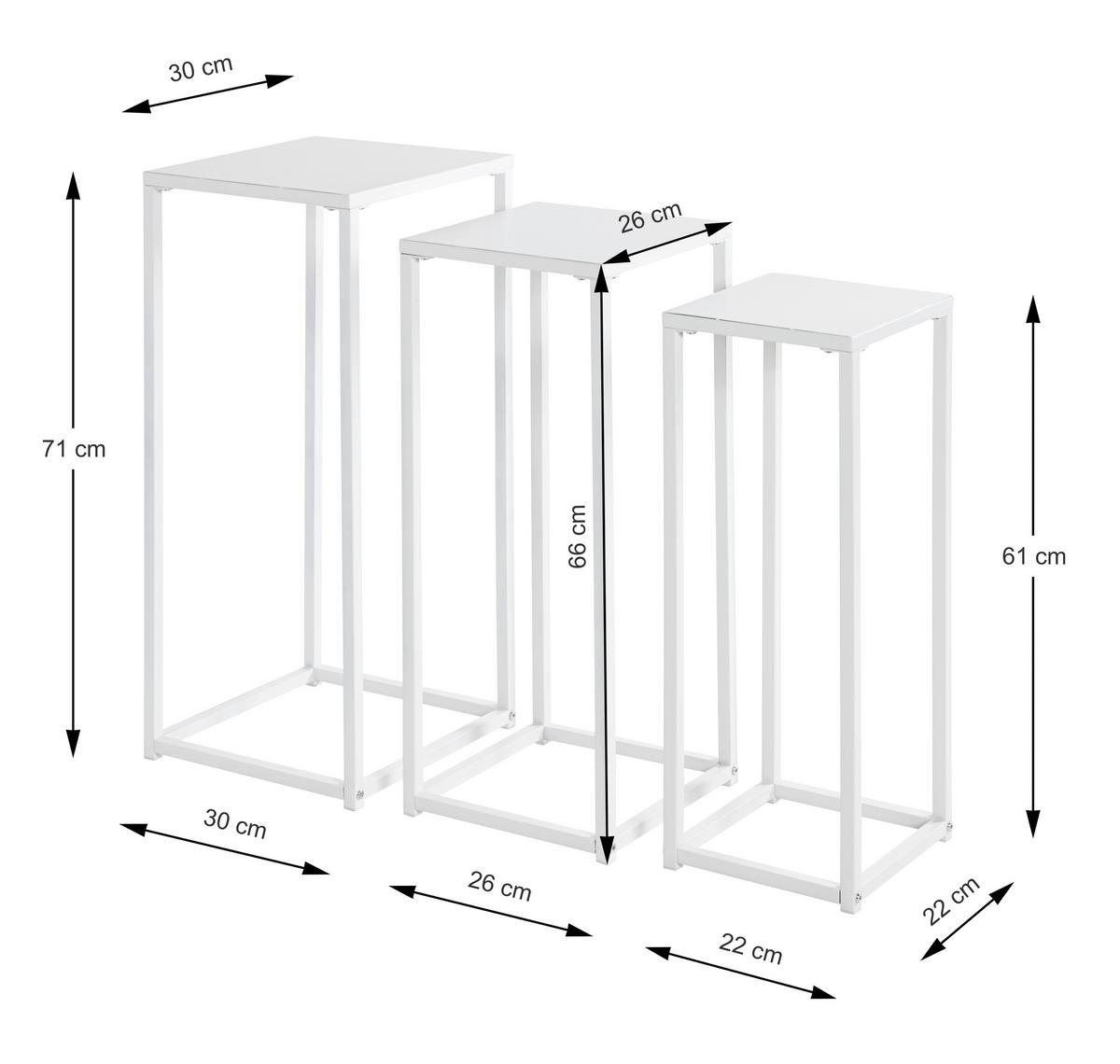 Set Stojal Za Rože Blackburn, Bela, Jeklo, 3 Kos - bela, Moderno, kovina (22-26-30/61-66-71/22-26-30cm) - Mömax