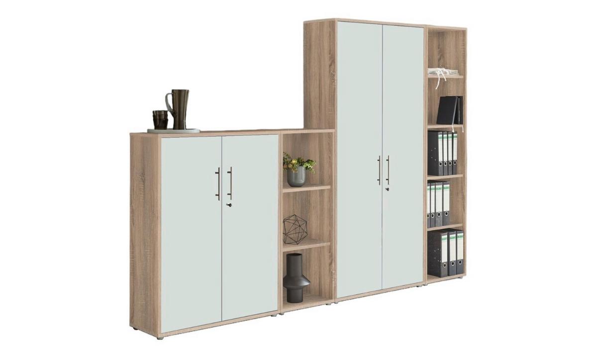 Aktenschrank Office Edition Sw Set 4 Weiß/Sonoma Eiche - Weiß/Sonoma Eiche, MODERN, Holzwerkstoff (257/186/33cm) - MID.YOU