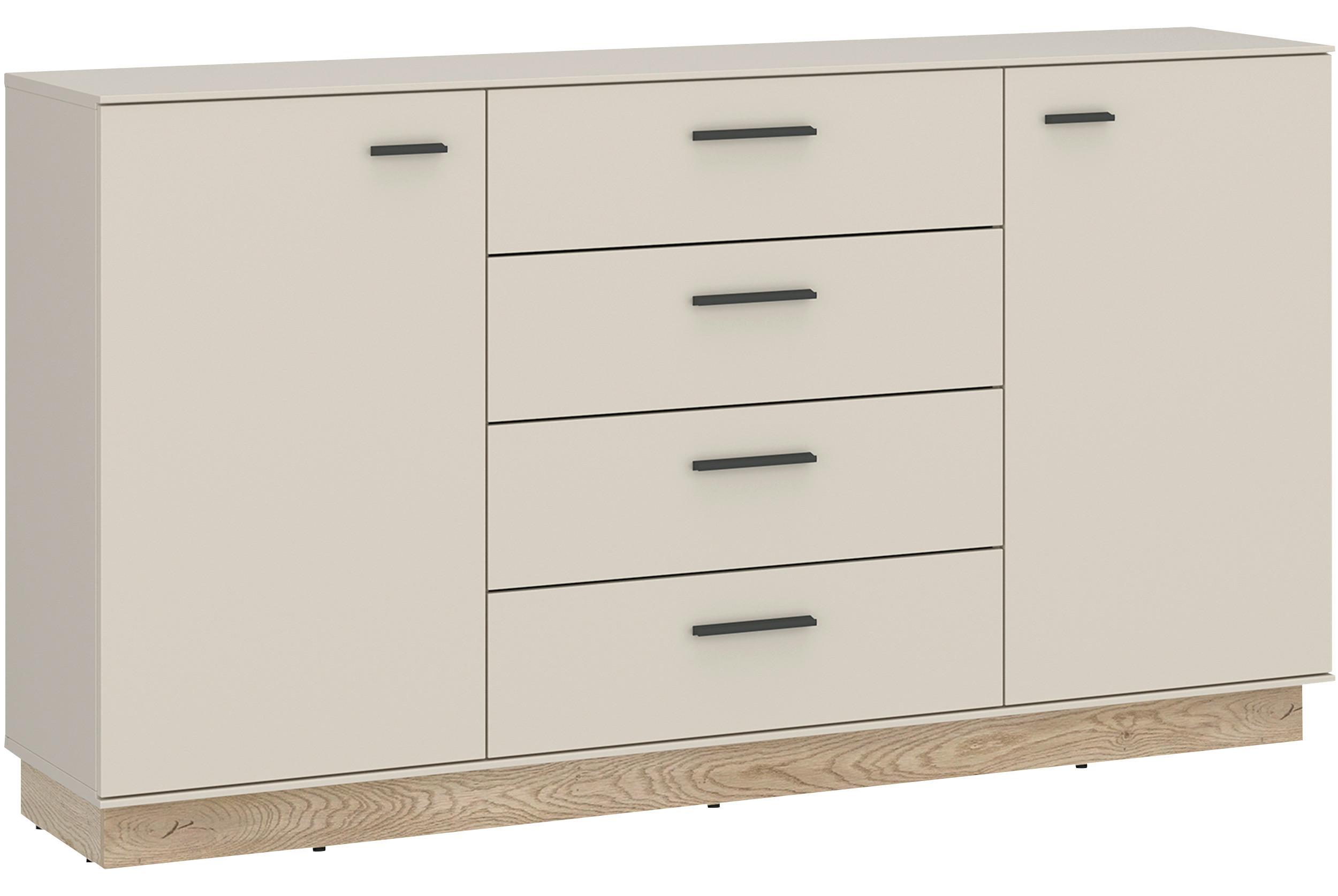 Comodă cu uși MEOLO - cașmir/culoare lemn stejar, Modern, material pe bază de lemn (155/87,6/40cm) - Modern Living