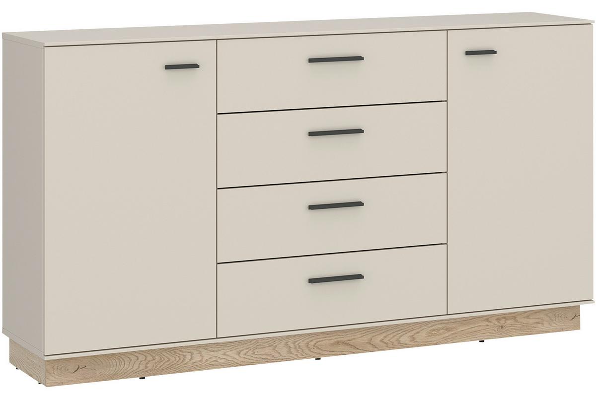 Comodă cu uși MEOLO - cașmir/culoare lemn stejar, Modern, material pe bază de lemn (155/87,6/40cm) - Modern Living