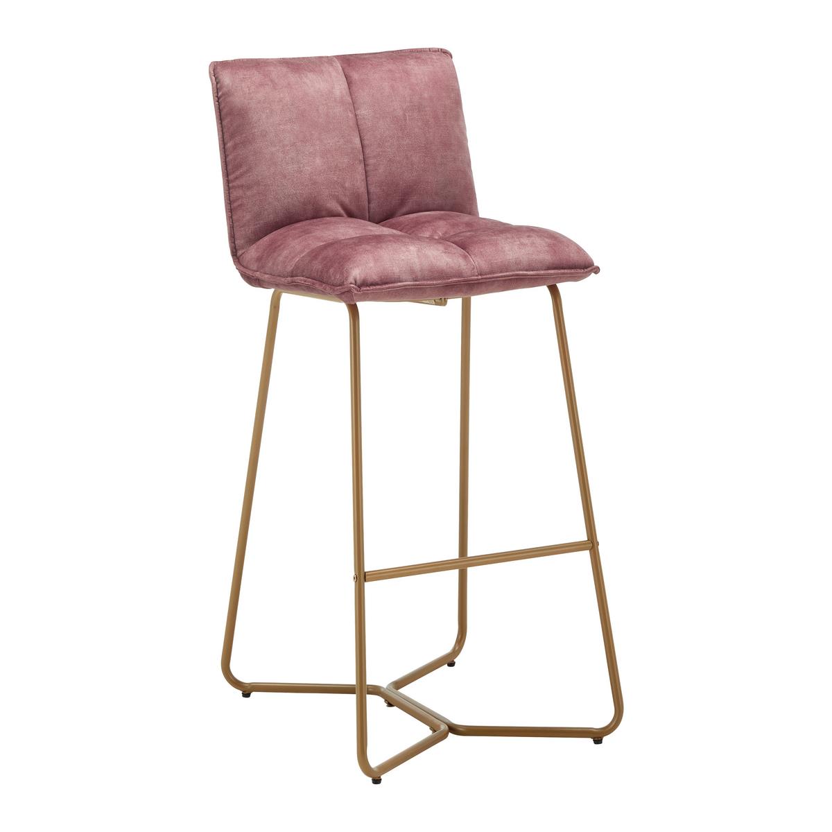 Barhocker Fonia Beere Samt Gepolstert - Beere/Goldfarben, MODERN, Holz/Textil (46/103,5/57cm) - Bessagi Home