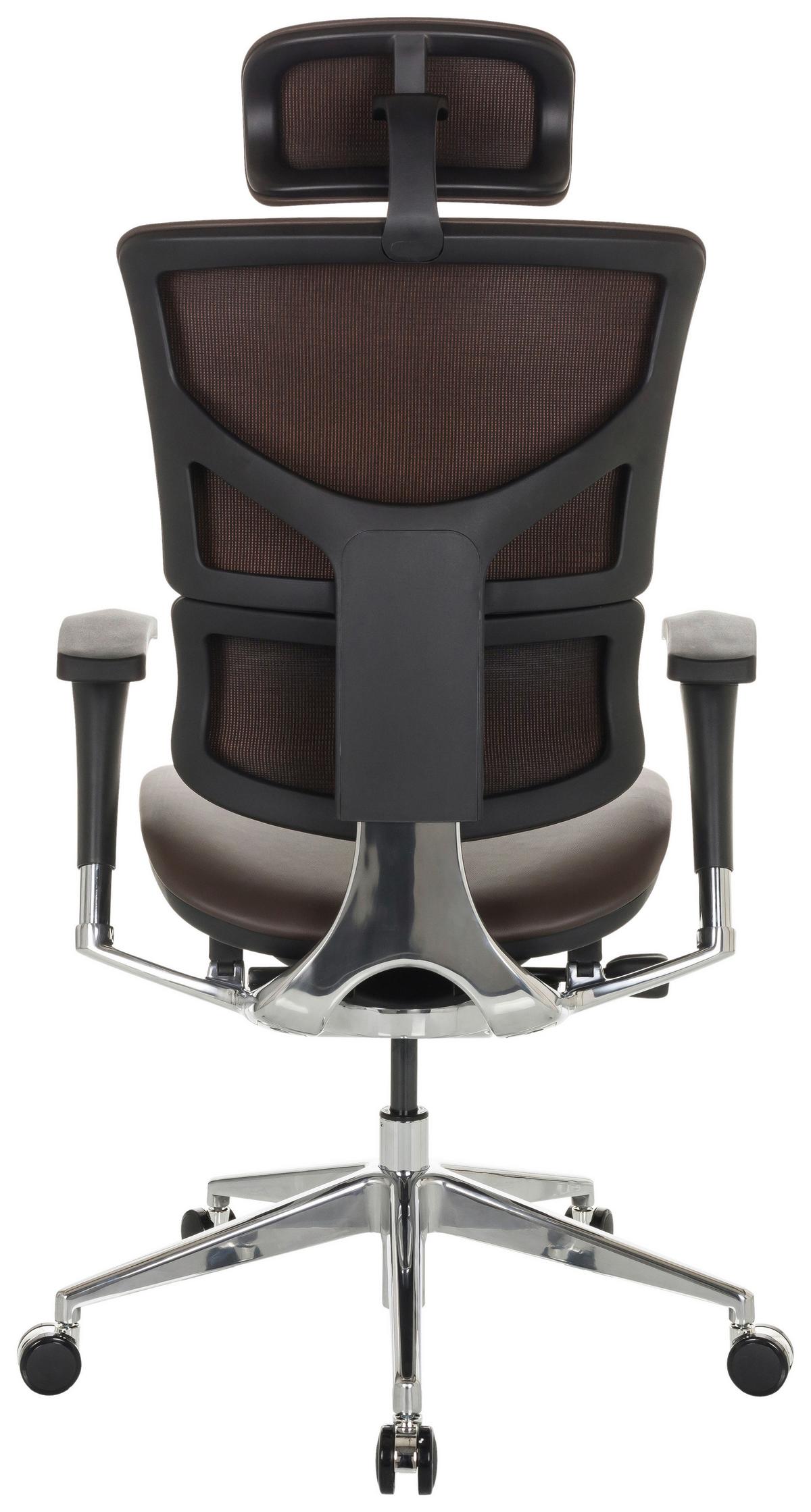 Pisarniški Stol Ergo-u2 L, Temno Rjava - srebrne barve/temno rjava, Basics, kovina/umetna masa (70/124-146/67cm) - MID.YOU