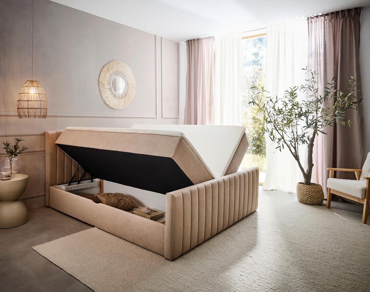 Box Ágy Sontje - bézs, Konventionell, textil (160/200cm) - Boxxx