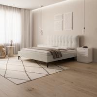 Kárpitozott Ágy Clea - elefántcsont/világosbarna, Modern, faalapú anyag/textil (180/200cm) - Bessagi Home