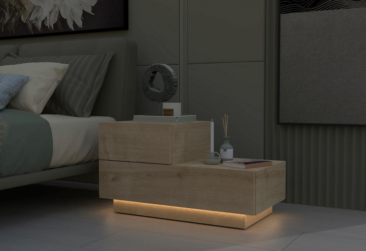 NACHTTISCH KAYRA NACHTTISCH - Eichefarben, Design, Holzwerkstoff (70/39/30cm) - Livetastic