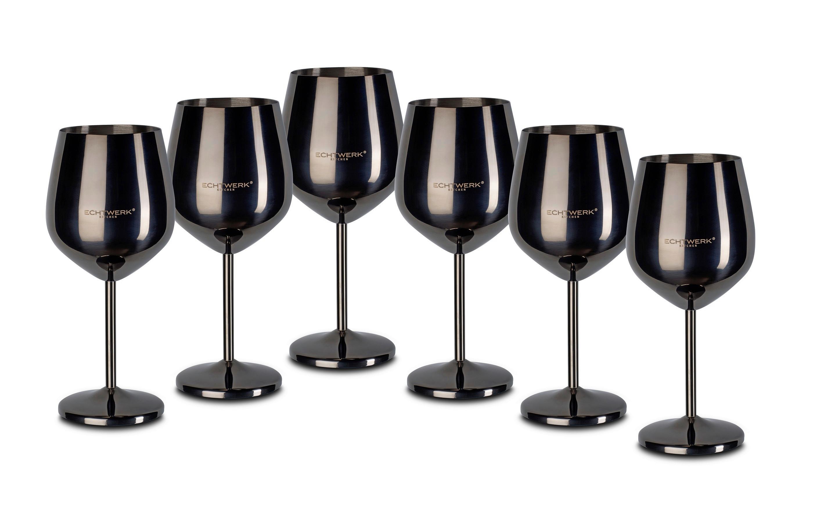 Gläserset Echtwerk Weingläser Schwarz, 6-teilig - Schwarz, Trend, Metall (21cm) - Echtwerk