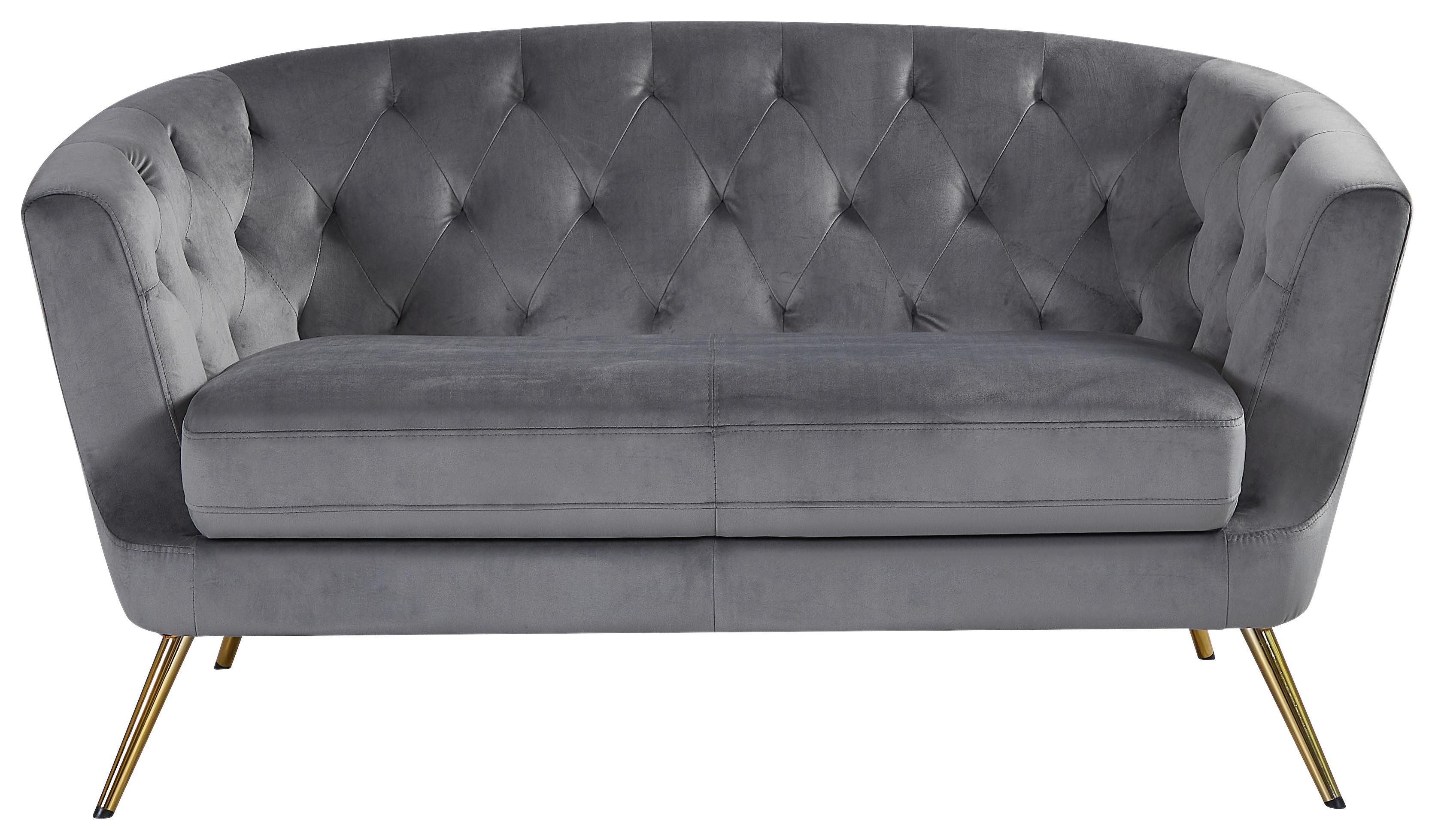 Dvosed Lita, Siva, Žamet - zlate barve/siva, Moderno, kovina/tekstil (150/78/83cm) - Ti'me