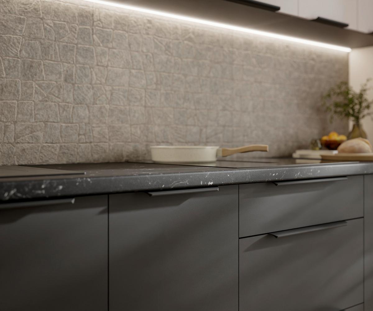 Blok Kuhinja Arona/siena - kašmir/crna, Moderno, staklo/metal (260/210/60cm) - Modern Living
