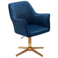 Naslanjač Wl6.307 - zlate barve/temno modra, Konvencionalno, kovina/tekstil (55/97/55cm) - MID.YOU