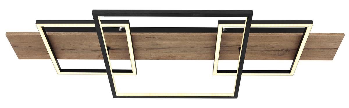 LED-DECKENLEUCHTE 67289D2 VANNI - Weiss/Dunkelbraun, Natur, Holzwerkstoff/Kunststoff (95/40/10cm) - Globo