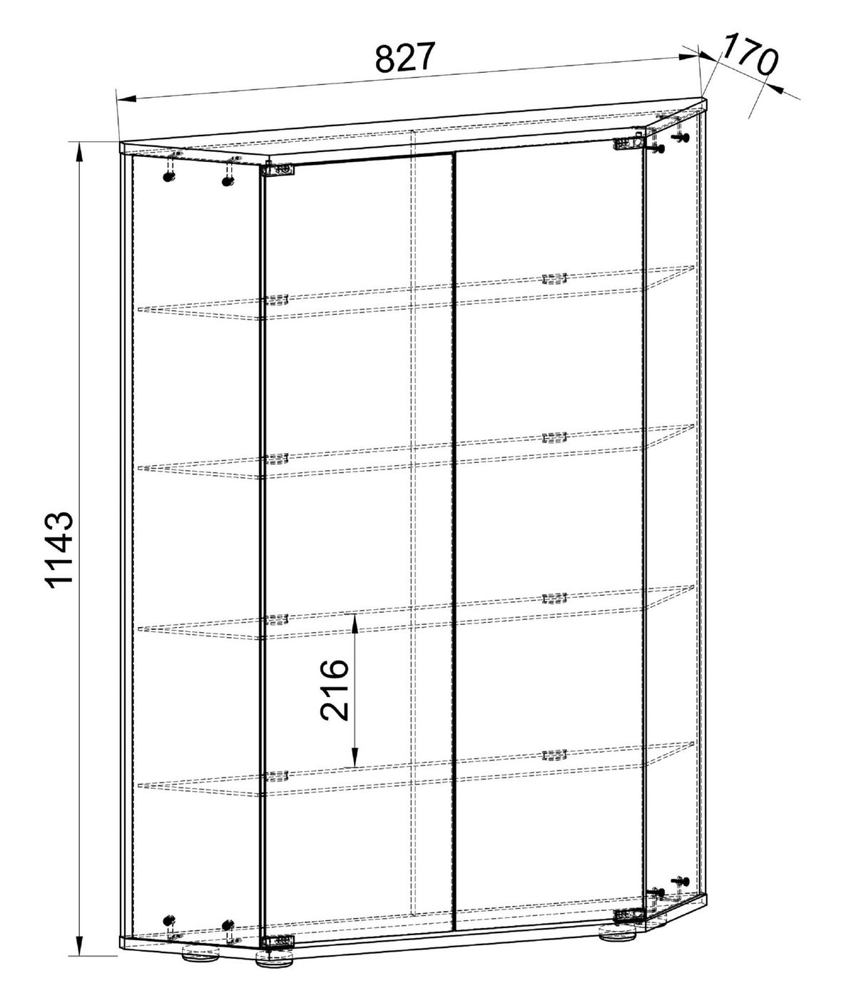 Vitrina Benila L, Bela - bela/prosojno, Design, steklo/leseni material (83/114/17cm) - MID.YOU