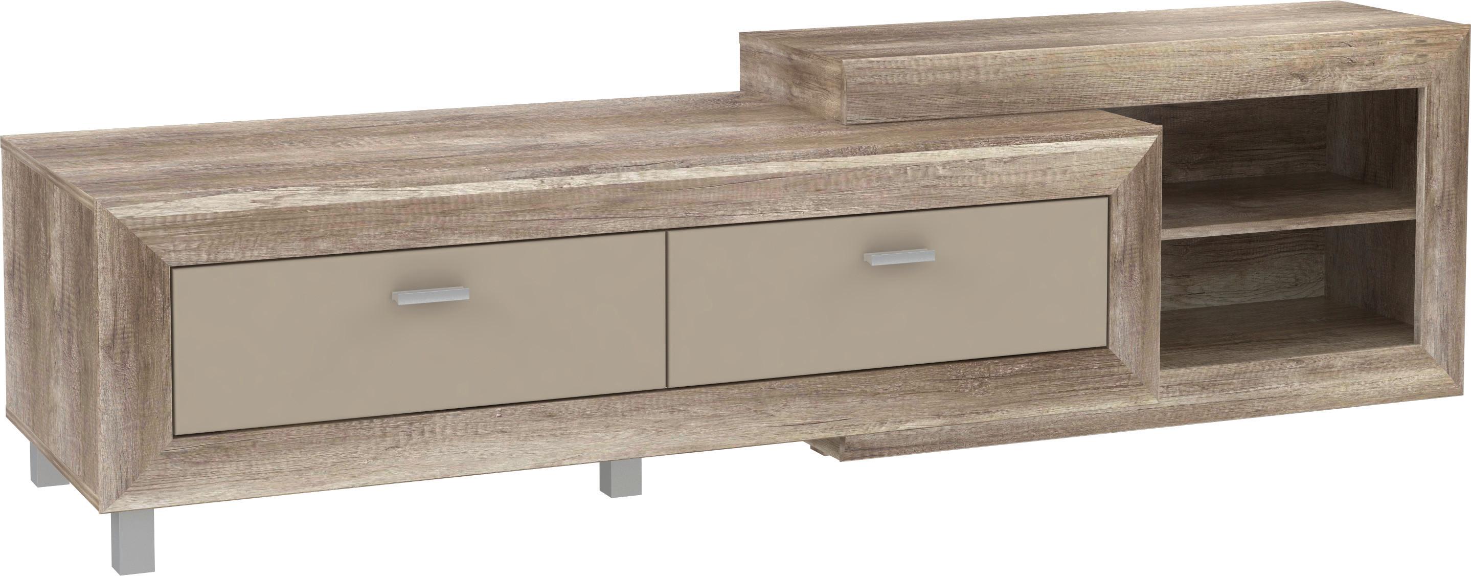 Comodă TV GENETIC - bej/culoare lemn stejar, Konventionell, plastic/metal (195/52/52cm) - Modern Living
