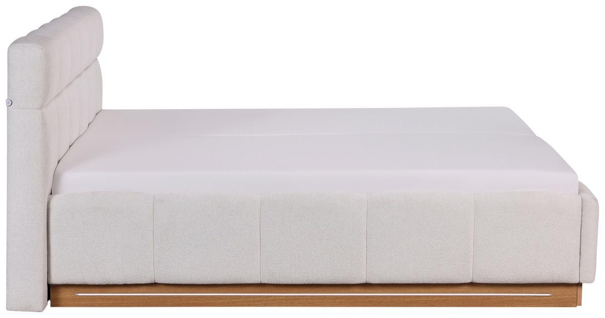 Polsterbett Ascona II Creme ca. 160x200cm - Eichefarben/Creme, KONVENTIONELL, Holzwerkstoff/Textil (160/200cm) - Based