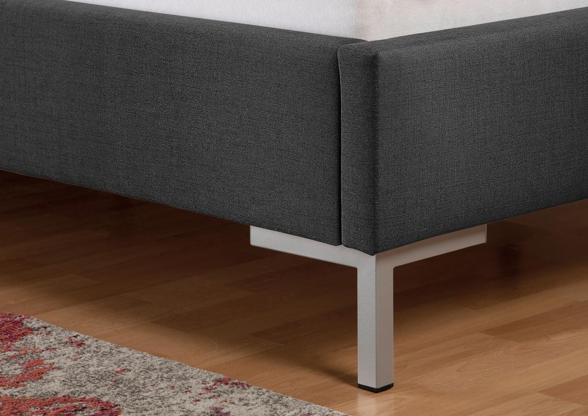 Polsterbett Maurizio Anthrazit ca. 140x200 cm - Anthrazit/Silberfarben, MODERN, Textil/Metall (140/200cm) - Livetastic