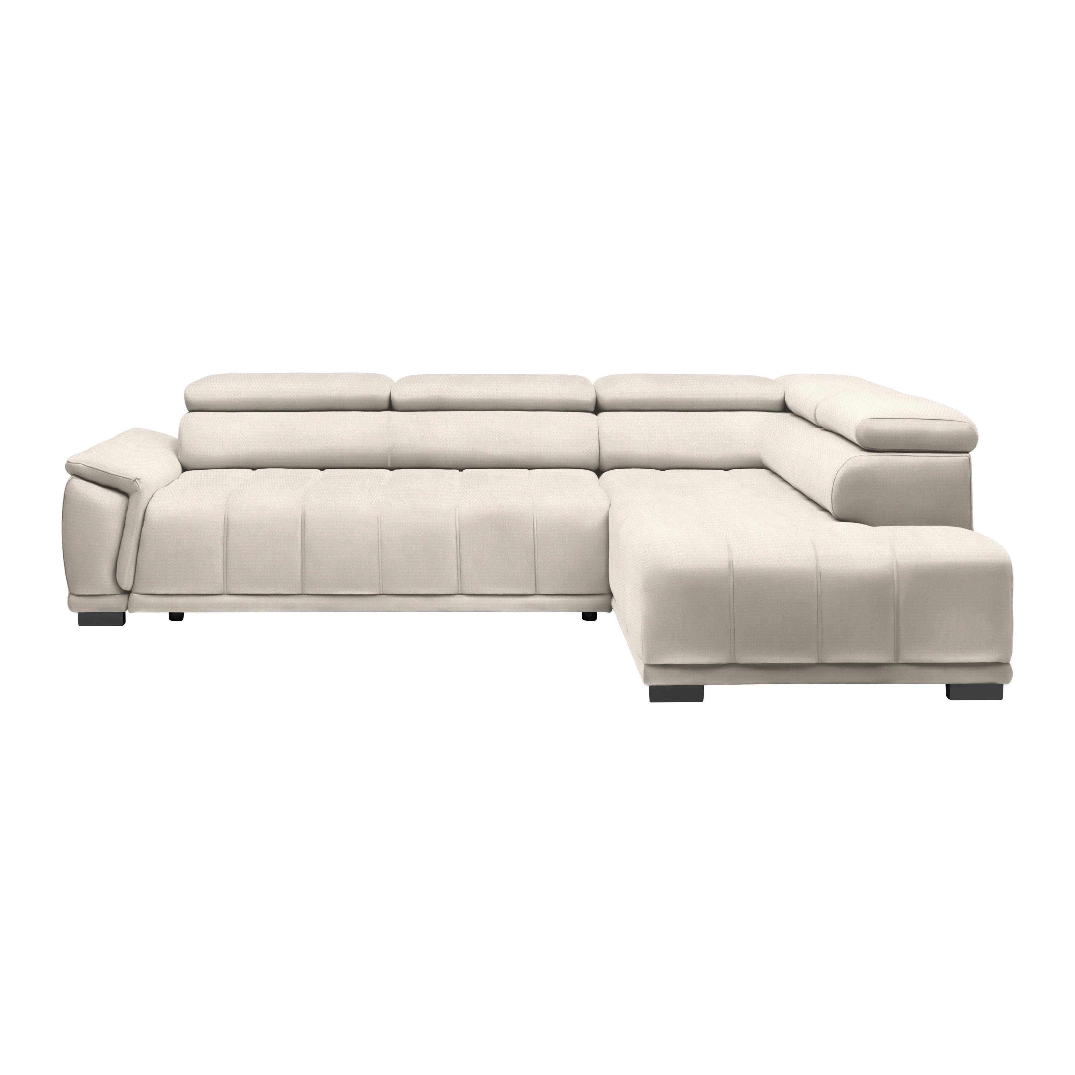 Ecksofa Gremo Rechts Perlmutt - Perlmutt/Schwarz, MODERN, Kunststoff/Textil (283/206cm) - Premium Living