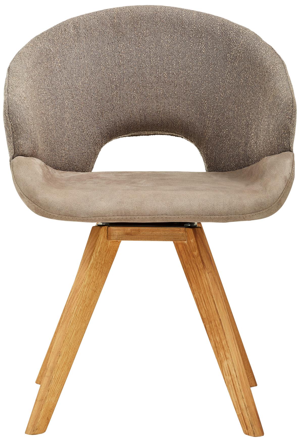 KRZESŁO Z PODŁOKIETNIKAMI RINCON - kolor dębowy/cappuccino, Design, drewno/tkanina (58/83/59cm) - Linea Natura