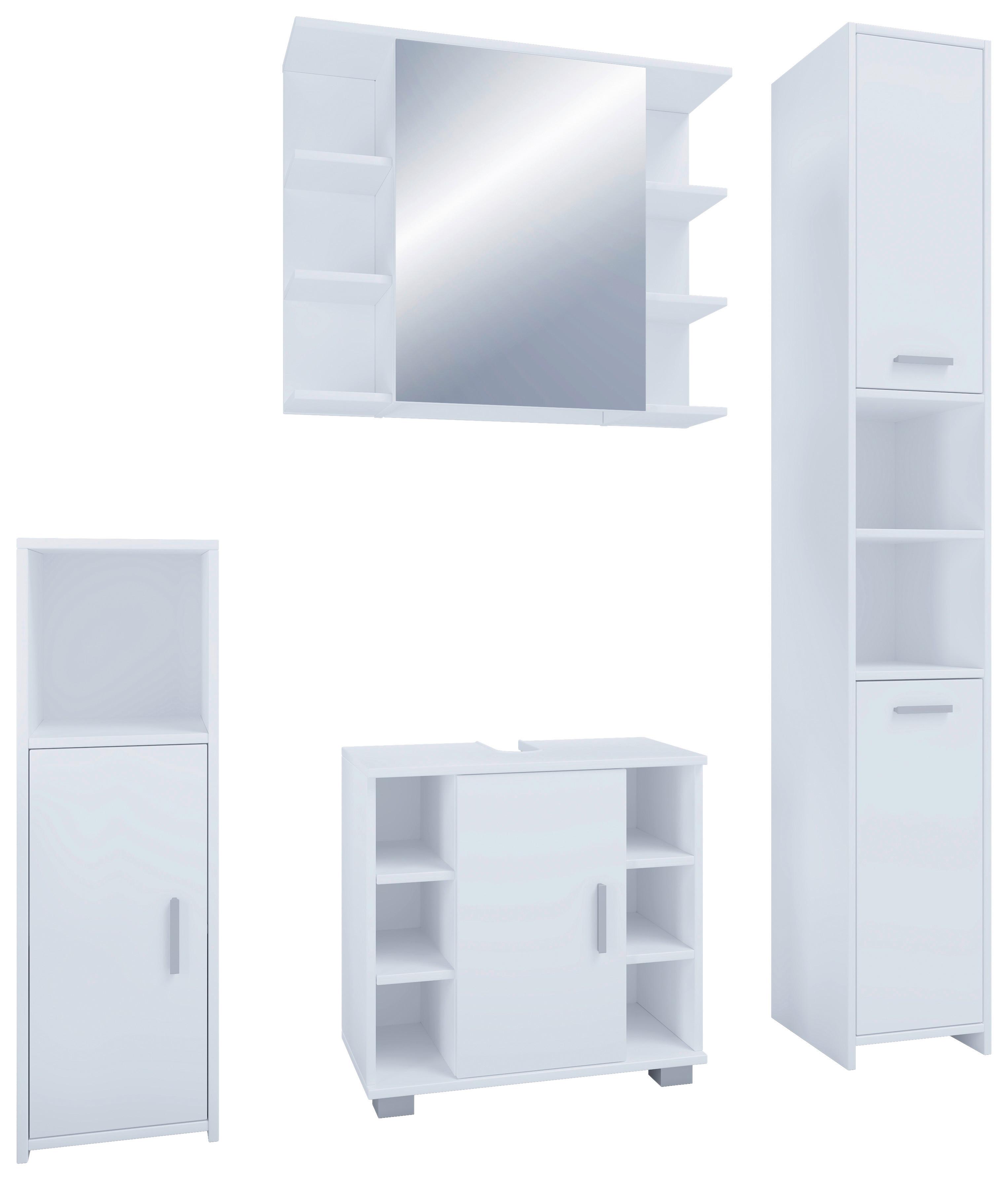 Badezimmer Zalo 4-tlg. ca. 120 cm Weiß - Weiß, MODERN, Holzwerkstoff (120cm) - MID.YOU