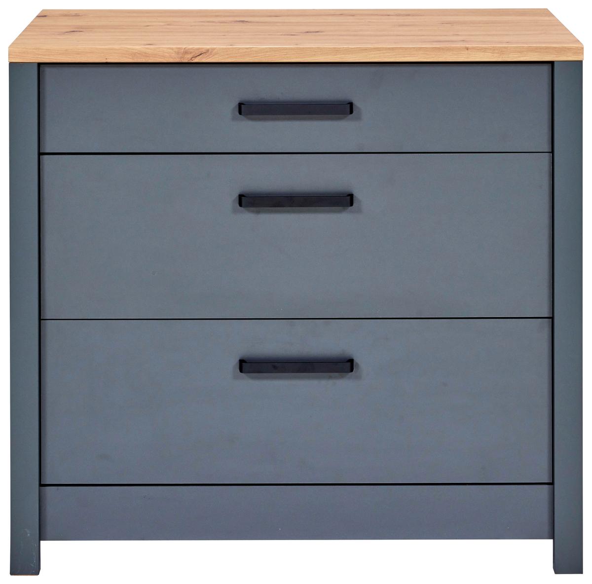Küchenunterschrank Venet, Anthrazit/Artisan Eiche - Anthrazit/Schwarz, MODERN, Holzwerkstoff/Metall (100/92/60cm) - Mömax
