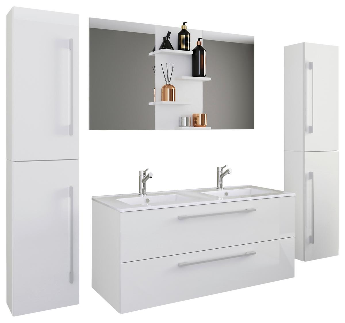 Kopalnica Budasi, Bela - bela/barve aluminija, Moderno, kovina/leseni material (178cm) - MID.YOU