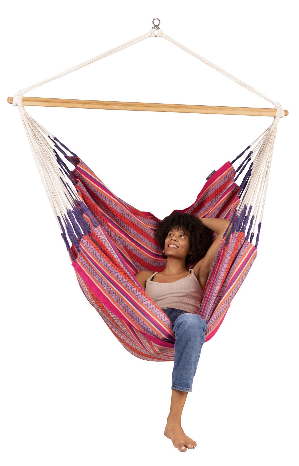 Hängesessel Kingsize Hammock Chair Lila/Orange/Pink - Pink/Lila, KONVENTIONELL, Holz/Textil (140/170/210cm) - La Siesta