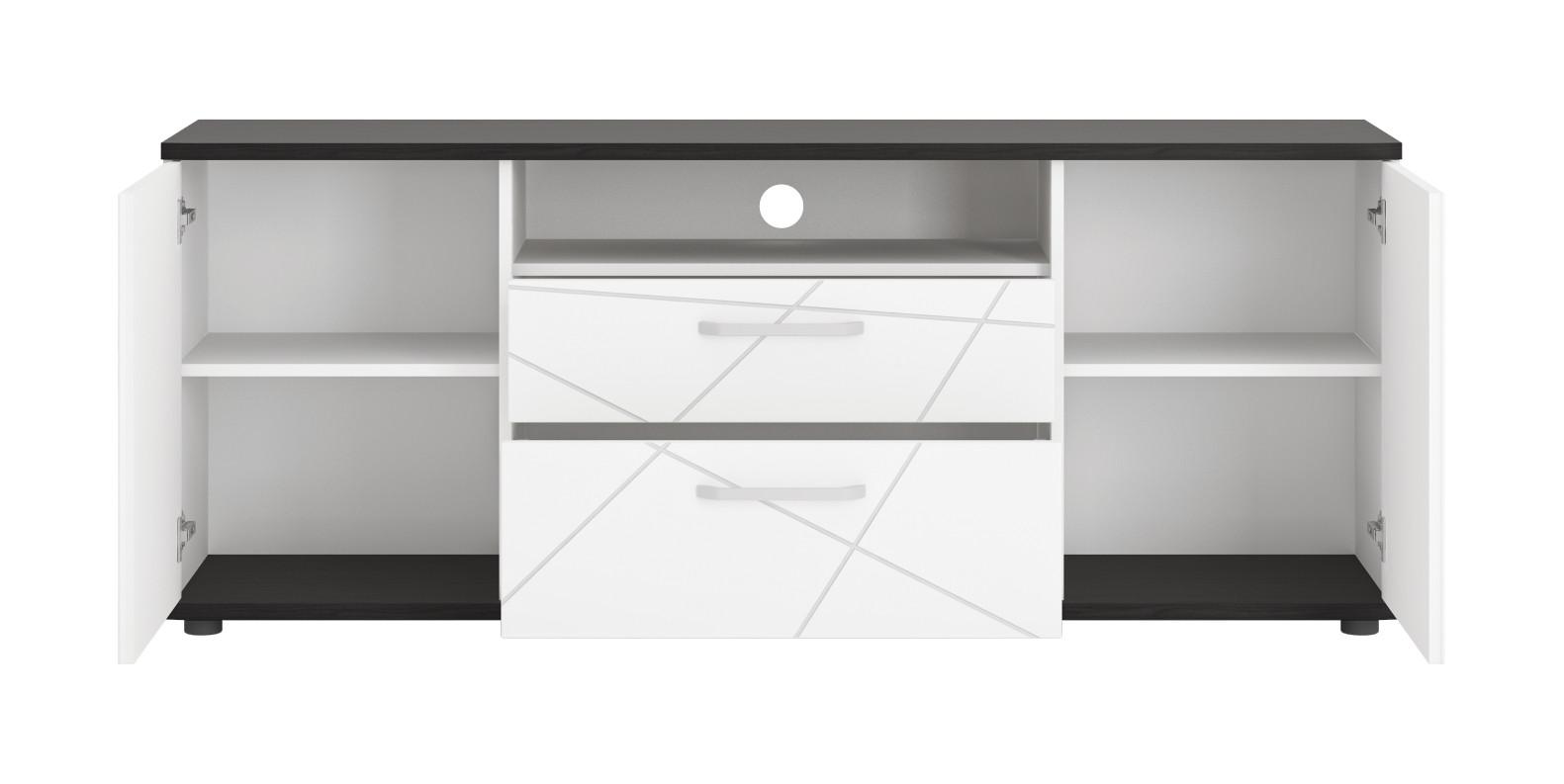 Tv-element Venezia, Bela, Barva Temnega Hrasta - bela/temni hrast, Moderno, kovina/umetna masa (161,4/64,5/40cm)