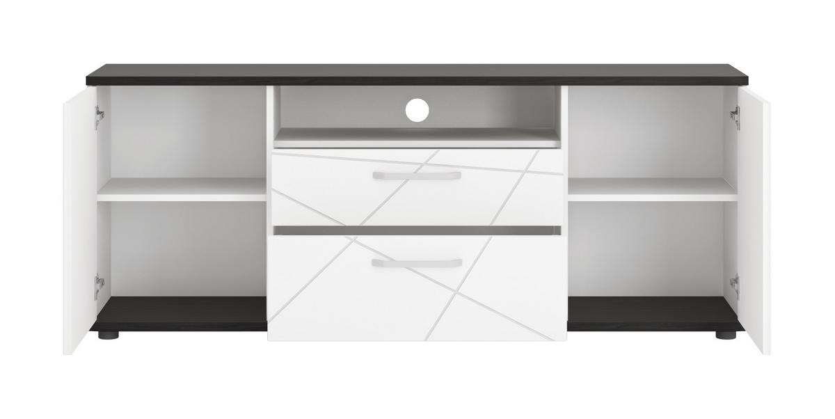 Tv-element Venezia, Bela, Barva Temnega Hrasta - bela/temni hrast, Moderno, kovina/umetna masa (161,4/64,5/40cm)