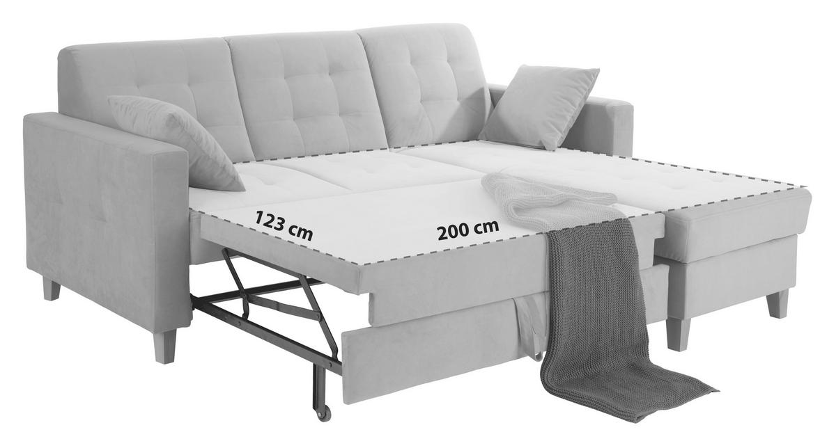 Kutna Garnitura Bergen - siva/prirodne boje, Design, tekstil/drvo (160/231cm) - Luca Bessoni